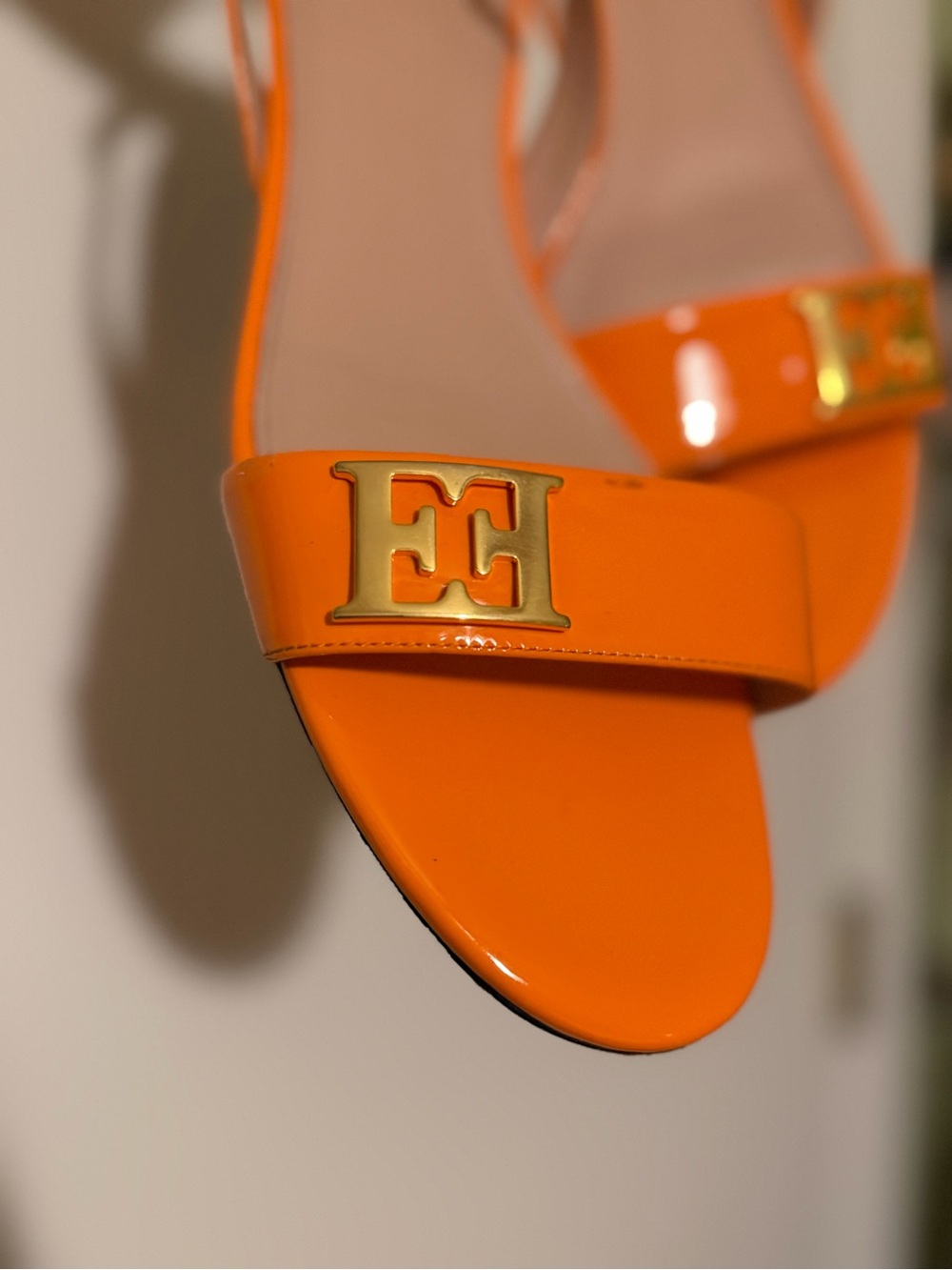 Escada Orange Patent Leather Slingback Sandals size 39.5 - Picture 4 of 9